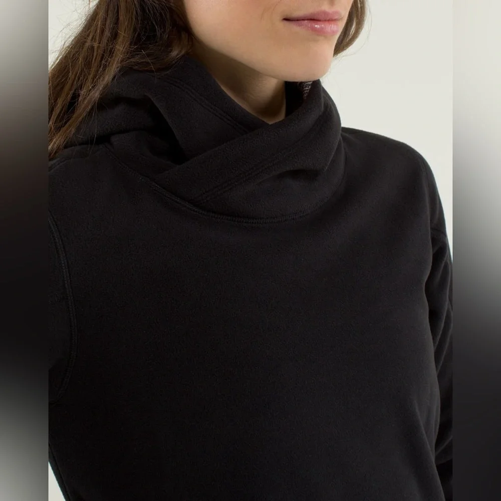 Lululemon Athletica Black/ Coco Pique Runaway Fleece Pullover Hoodie size XS EUC - Picture 4 of 14